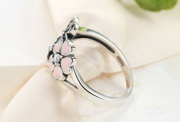 แหวนเงินแท้ 925 Sterling แหวนผู้หญิง ดีไซน์ ดอกไม้ ดอกเดซี่ สีขาว สีชมพู ฝังด้วย เพชร CZ AAA สุดหรู ของขวัญวันเกิด สุดพิเศษ 617740