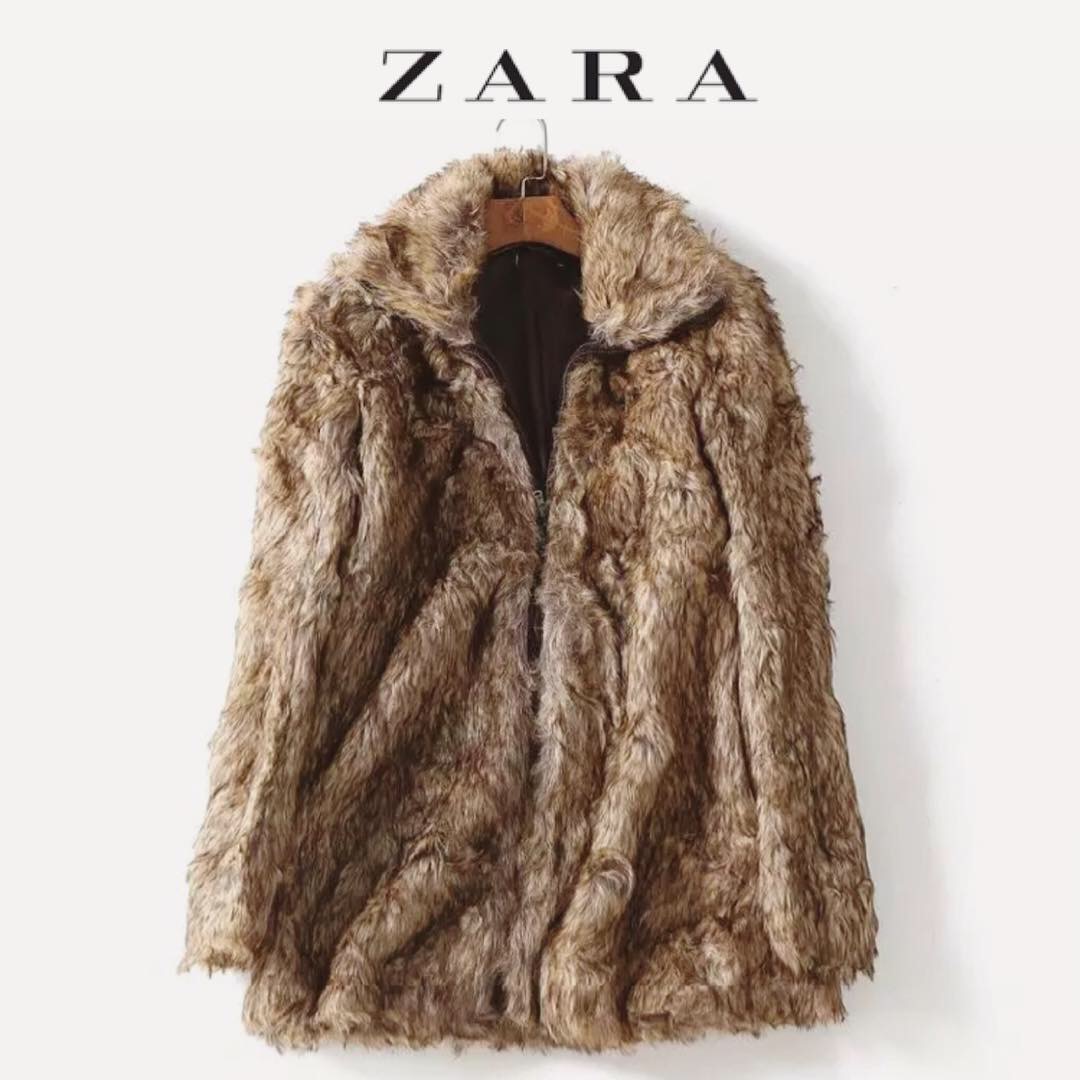 Zara เสื้อโค้ทเฟอร์ โค้ทขนสัตว์ แบรนด์เนม ZARA สีน้ำตาล ขนนุ่ม งานสวย พรีเมี่ยมมากเลยคะ งานช็อปแท้100% คะ SIe S/M/L น้ำตาล