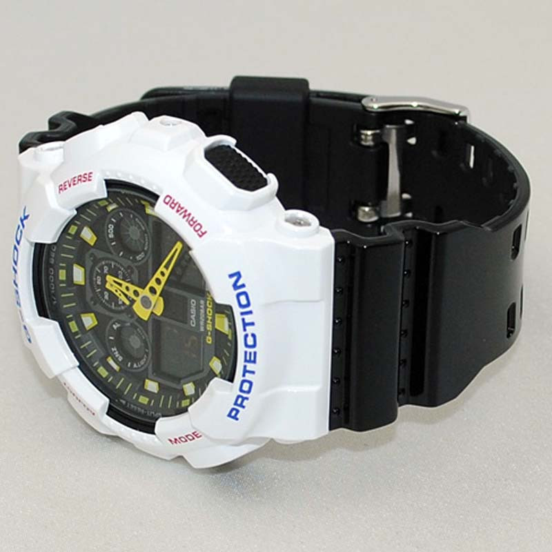 CASIO G-SHOCK นาฬิกาข้อมือ นาฬิกากันน้ำ นาฬิกาของแท้ ประกันศูนย์ CMG 1 ปี รุ่น GA-100CS-7A นาฬิกาสีขาว