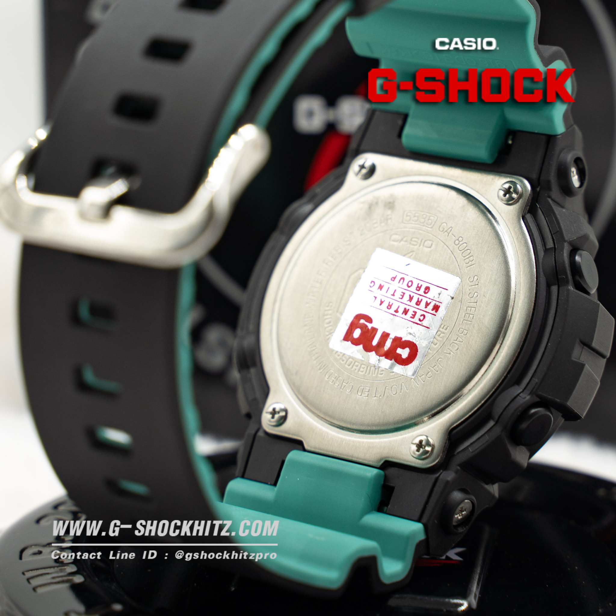 CASIO G-SHOCK นาฬิกาข้อมือ นาฬิกากันน้ำ นาฬิกาของแท้ ประกันศูนย์ CMG 1 ปี รุ่น GA-800BL-1A นาฬิกาสีดำ