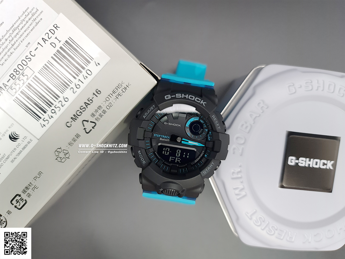 CASIO G-SHOCK นาฬิกาข้อมือ นาฬิกากันน้ำ นาฬิกาของแท้ ประกันศูนย์ CMG 1 ปี รุ่น GMA-B800SC-1A2 นาฬิกาสีฟ้า
