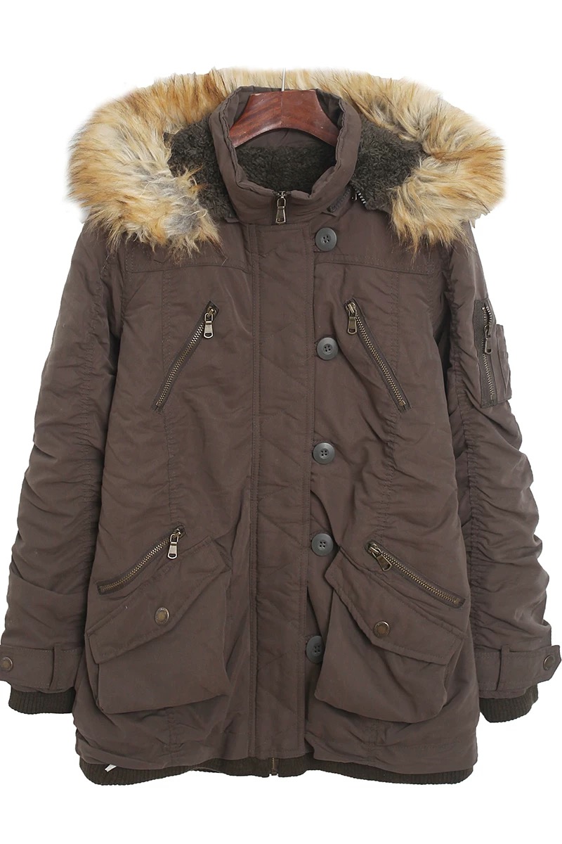 Sureve เสื้อโค้ทฮู้ดกันหนาว เสื้อปาร์กา parka แต่งเฟอร์ แบรนด์ SUREVE (3L) WY959สำเนา น้ำตาล