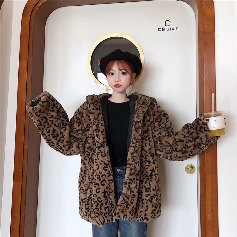 เสื้อเฟอร์กันหนาว ลายเสือ หมวกฮู้ด เสือ เสื้อคลุมขน ลายเสือ ขนนิ่มฟู นุ่มมากคะ สำเนา ลายเสือ