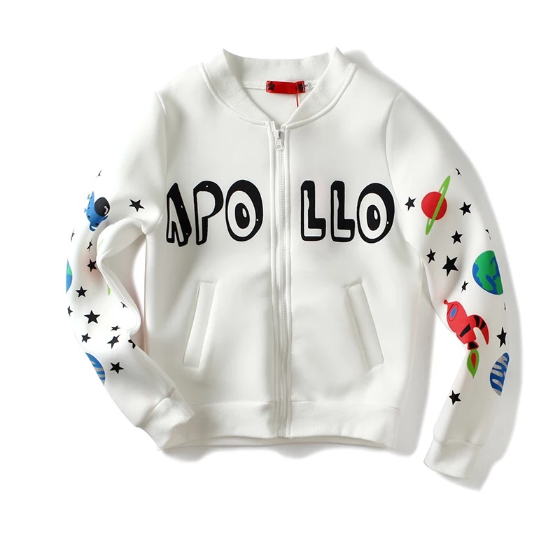 เสื้อวอร์ม เสื้อแจ็คเก็ต ผ้าวอร์มสีขาว สกรีนลาย เสิ้อJacket ทรงเสื้อเบสบอล สกรีนลาย แบรนด์ญี่ปุ่น S/M/L/XL