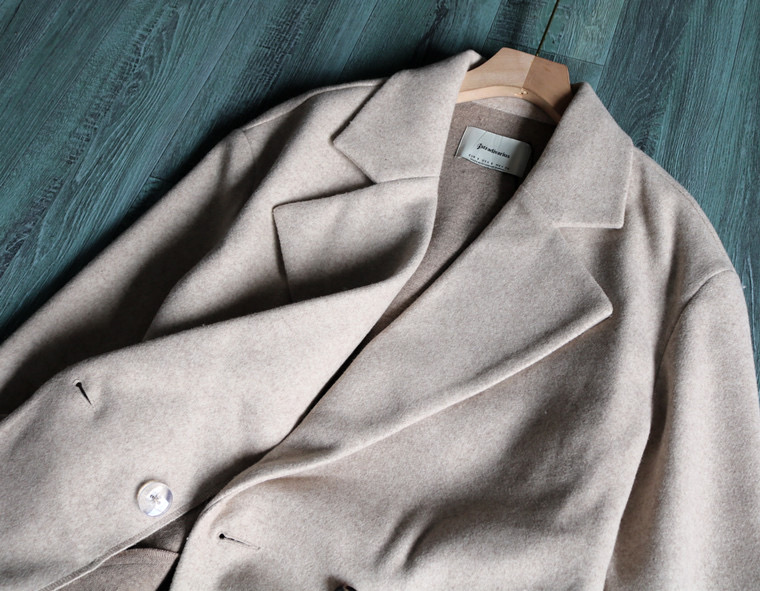 เสื้อโค้ท เสื้อโค้ทกันหนาว โค้ทวูล สีเบจ แบรนด์ STRADIVARIUS