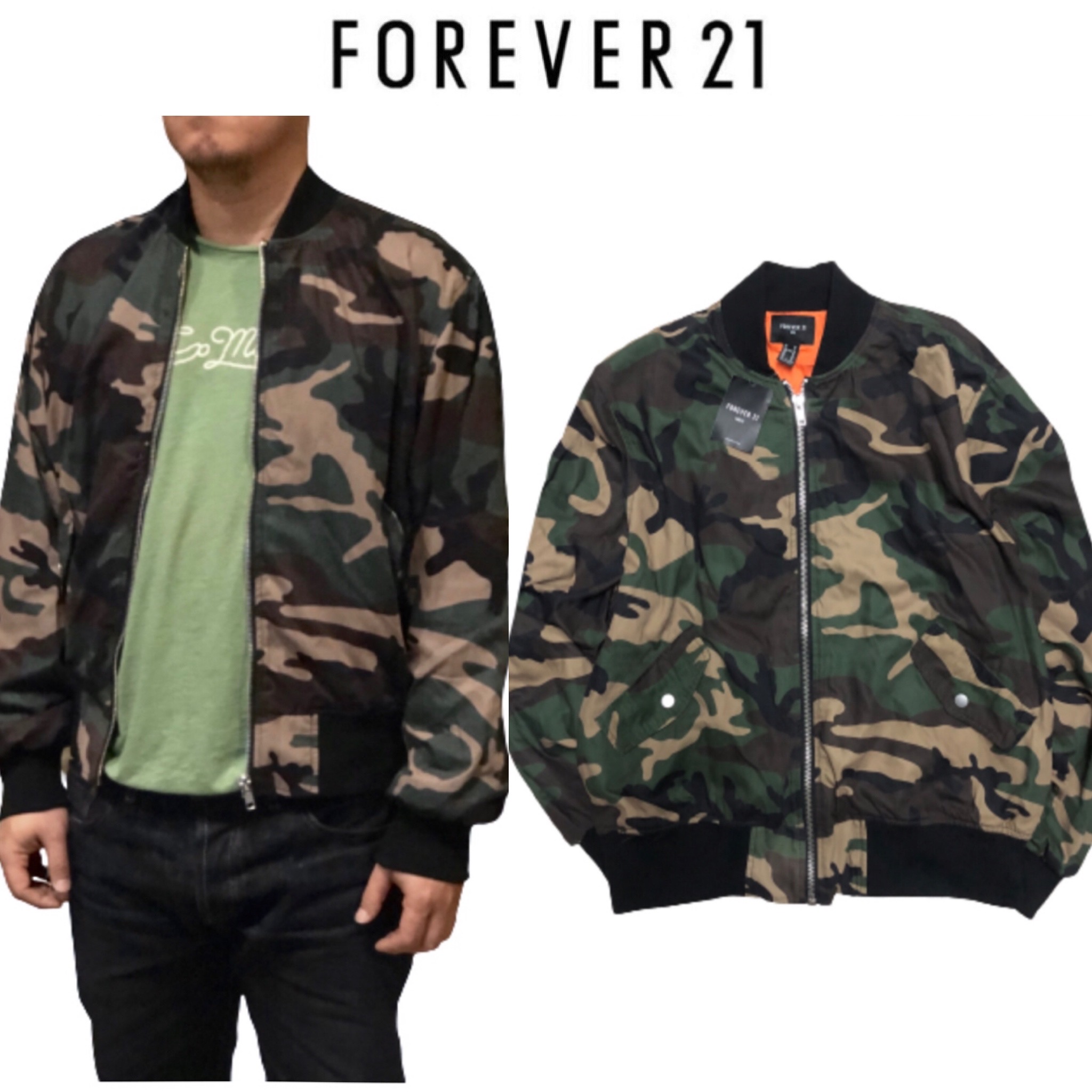 Forever21 เสื้อนอกลายพราง ทหาร เสื้อแจ็คเก็ตลายพราง เสื้อนอก แนวทหาร Forever21แพทเทินสวย เท่ห์ มาก คะ ลายพราง