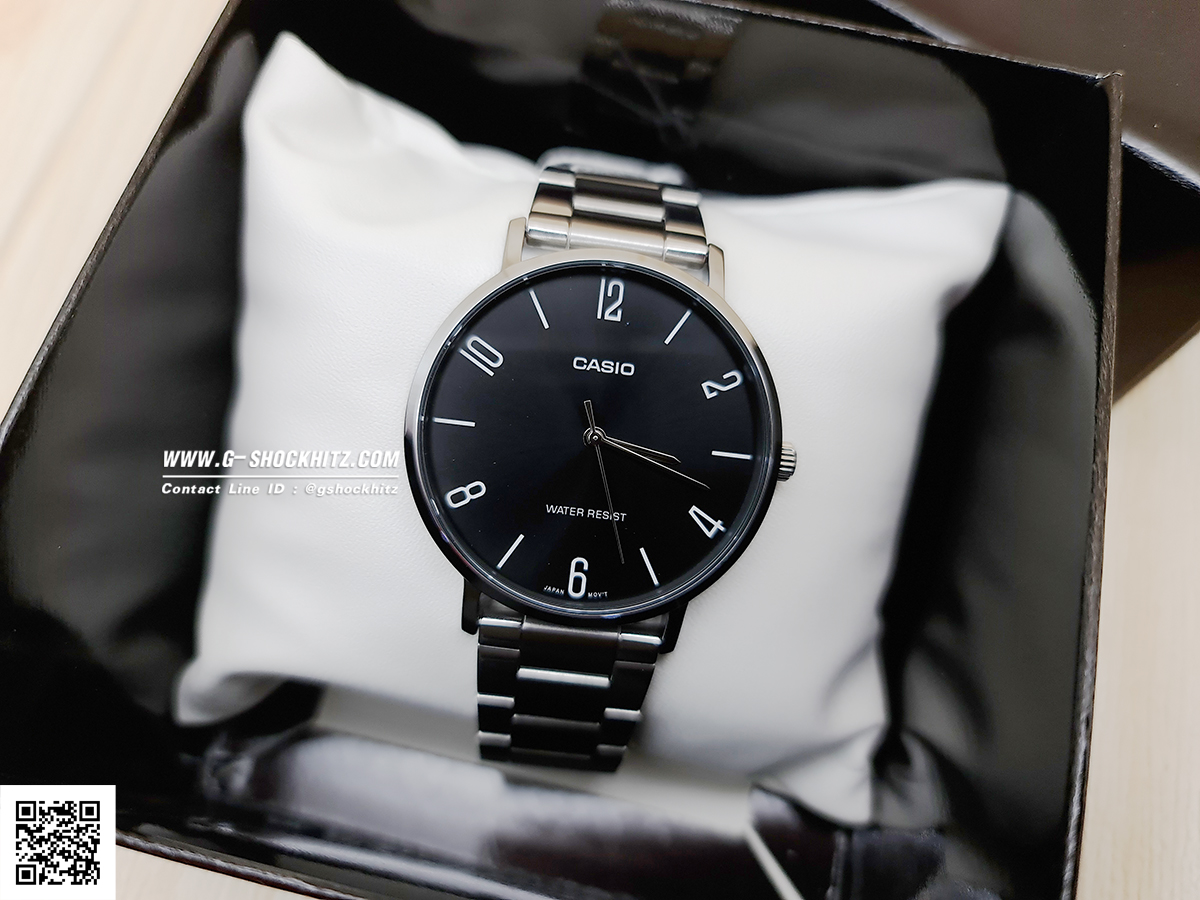 CASIO นาฬิกาคาสิโอ นาฬิกาข้อมือ นาฬิกากันน้ำ นาฬิกาของแท้ ประกันศูนย์ CMG 1 ปี รุ่น MTP-VT01D-1B2 นาฬิกาสีเงิน