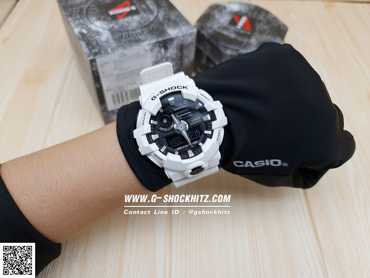 CASIO MID YEAR SALE G-SHOCK นาฬิกาข้อมือ นาฬิกากันน้ำ นาฬิกาของแท้ ประกันศูนย์ CMG 1 ปี รุ่น GA-700-7A นาฬิกาสีขาว