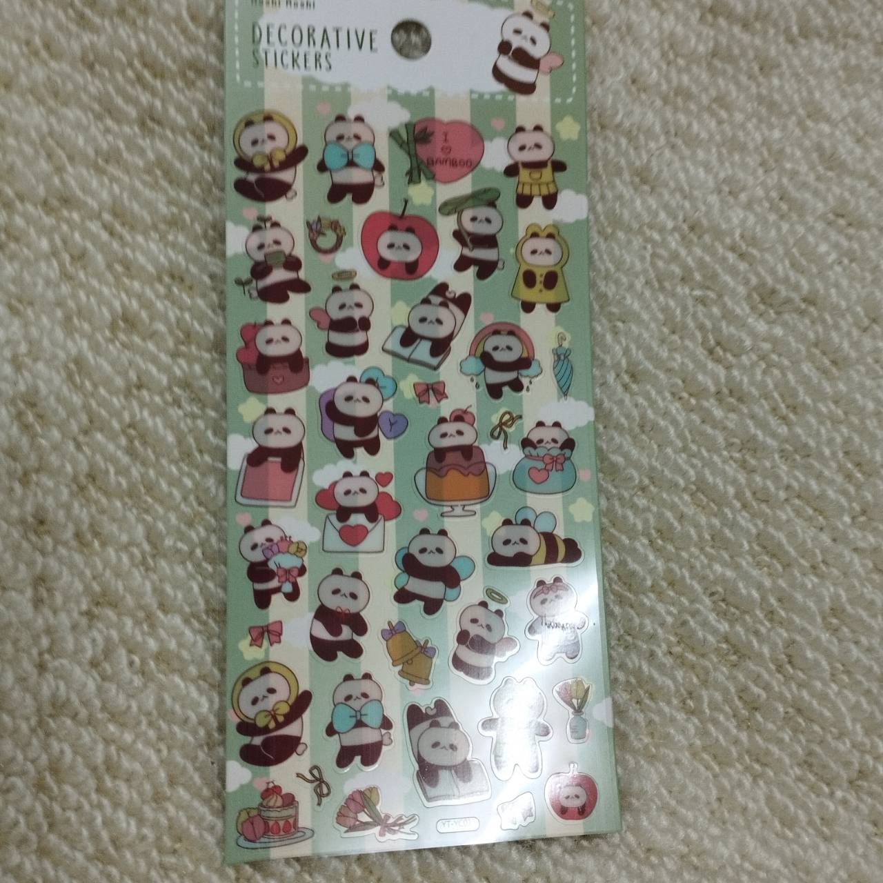สติกเกอร์หมีเเพนด้า สุดน่ารัก 39 ชิ้นในแผ่น