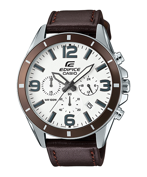 CASIO EDIFICE นาฬิกาข้อมือ นาฬิกากันน้ำ นาฬิกาของแท้ ประกันศูนย์ CMG 1 ปี รุ่น EFR-553L-7B นาฬิกาสีน้ำตาล