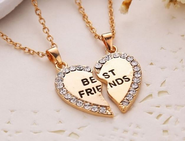 สร้อยคอคู่รัก สร้อยคอ ผู้หญิง ผู้ชาย สร้อยคอ stainless steel สำหรับ เพื่อนรัก Best Friend สีทอง ฝัง เพชร CZ AAA สุดหรู 147807