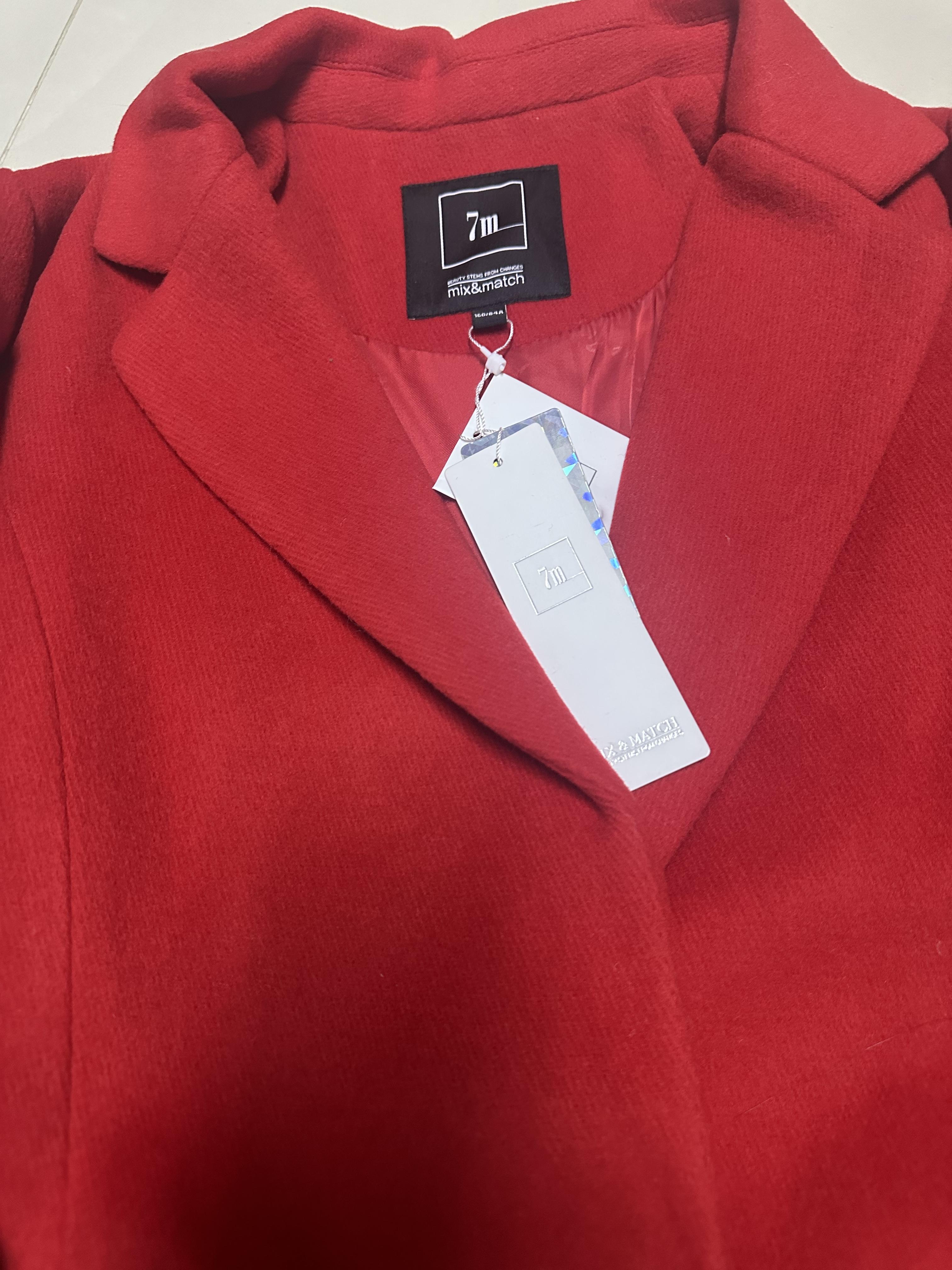 7m mix&match เสื้อโค้ท เสื้อกันหนาว เนื้อผ้าสักหลาดวูล สีแดง แบรนด์ 7m