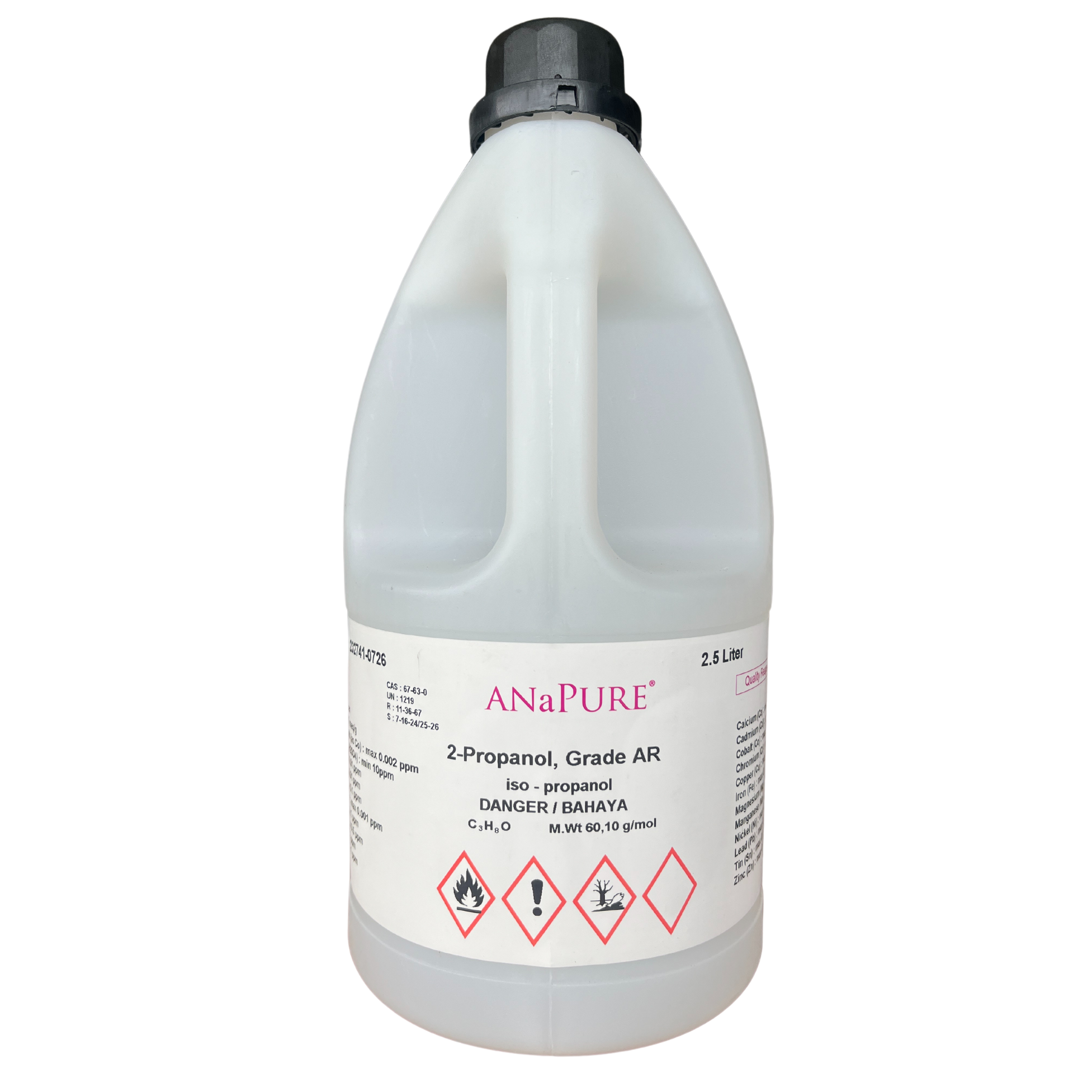 2-Propanol (Isopropyl Alcohol), AR 2.5L. (PE) ANaPURE™