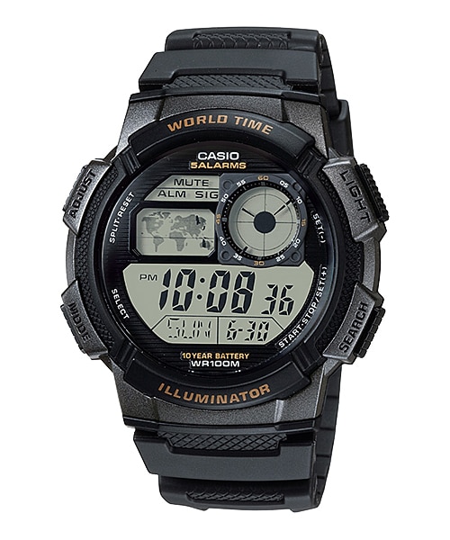 CASIO นาฬิกาคาสิโอ นาฬิกาข้อมือ นาฬิกากันน้ำ นาฬิกาของแท้ ประกันศูนย์ CMG 1 ปี รุ่น AE-1000W-1A นาฬิกาสีดำ