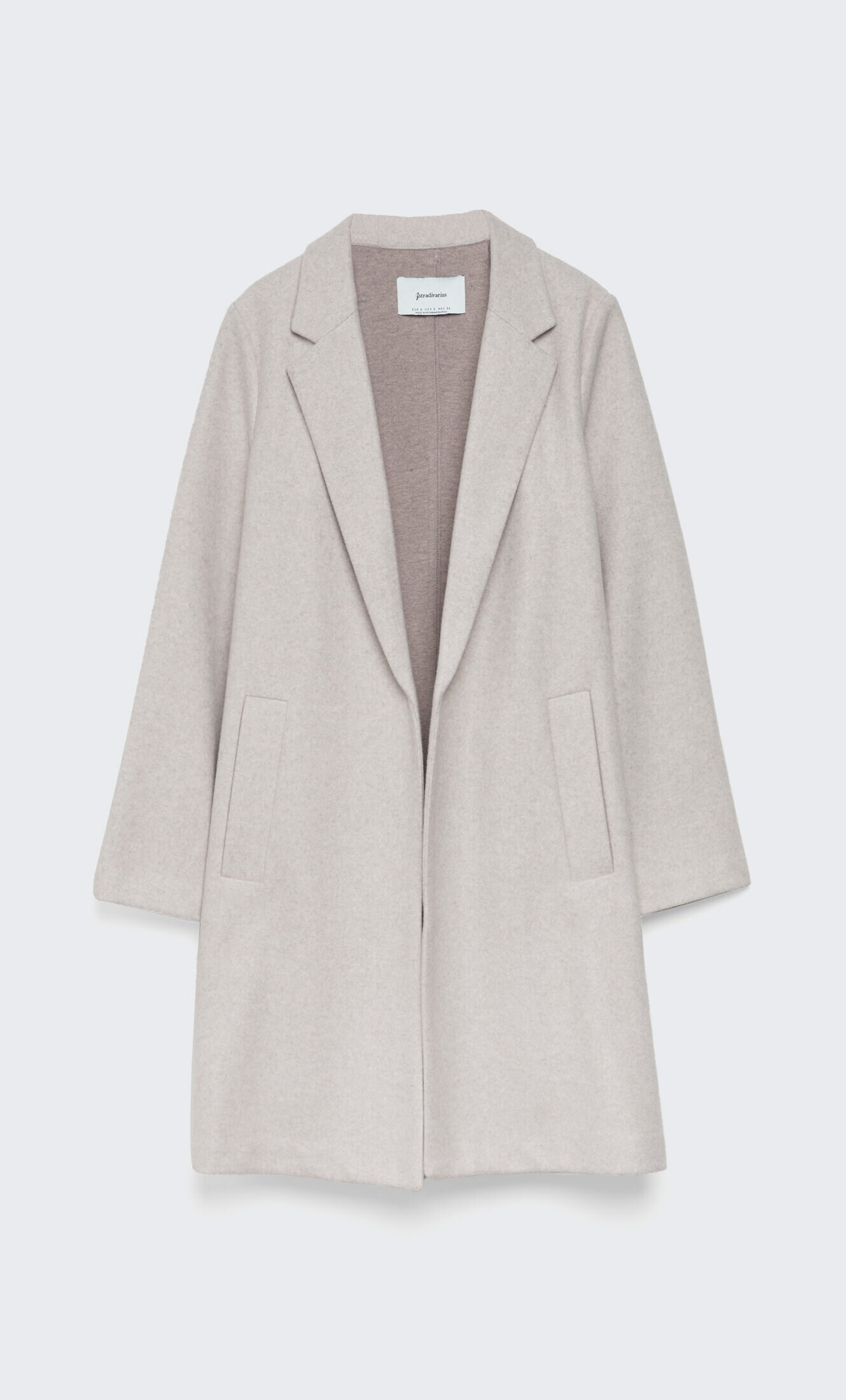 เสื้อโค้ท เสื้อโค้ทกันหนาว โค้ทวูล tailored knot coat สีเบจ แบรนด์ STRADIVARIUS สำเนา