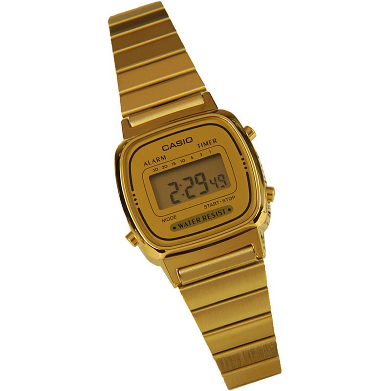 CASIO นาฬิกาคาสิโอ นาฬิกาข้อมือ นาฬิกากันน้ำ นาฬิกาของแท้ ประกันศูนย์ CMG 1 ปี รุ่น LA670WGA-9D นาฬิกาสีทอง