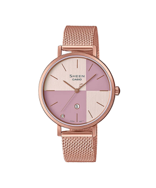 CASIO SHEEN นาฬิกาข้อมือ นาฬิกากันน้ำ นาฬิกาของแท้ ประกันศูนย์ CMG 1 ปี รุ่น SHE-4547PGM-4A นาฬิกาสีชมพู