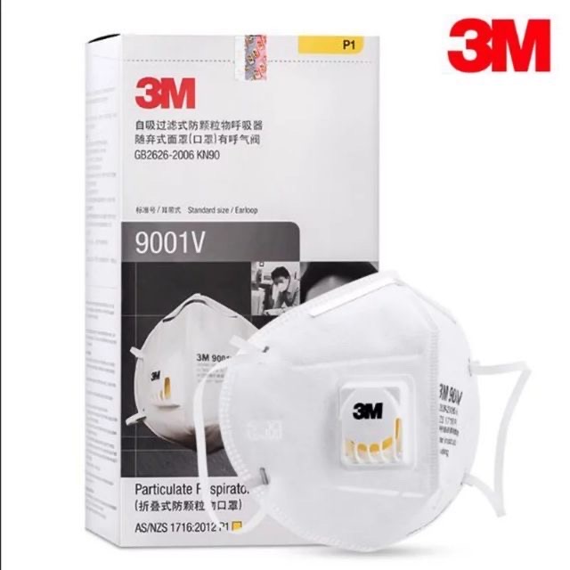 3M หน้ากากอนามัย หน้ากาก3M รุ่น 9001V แผ่นกรอง7ชั้น ขาว