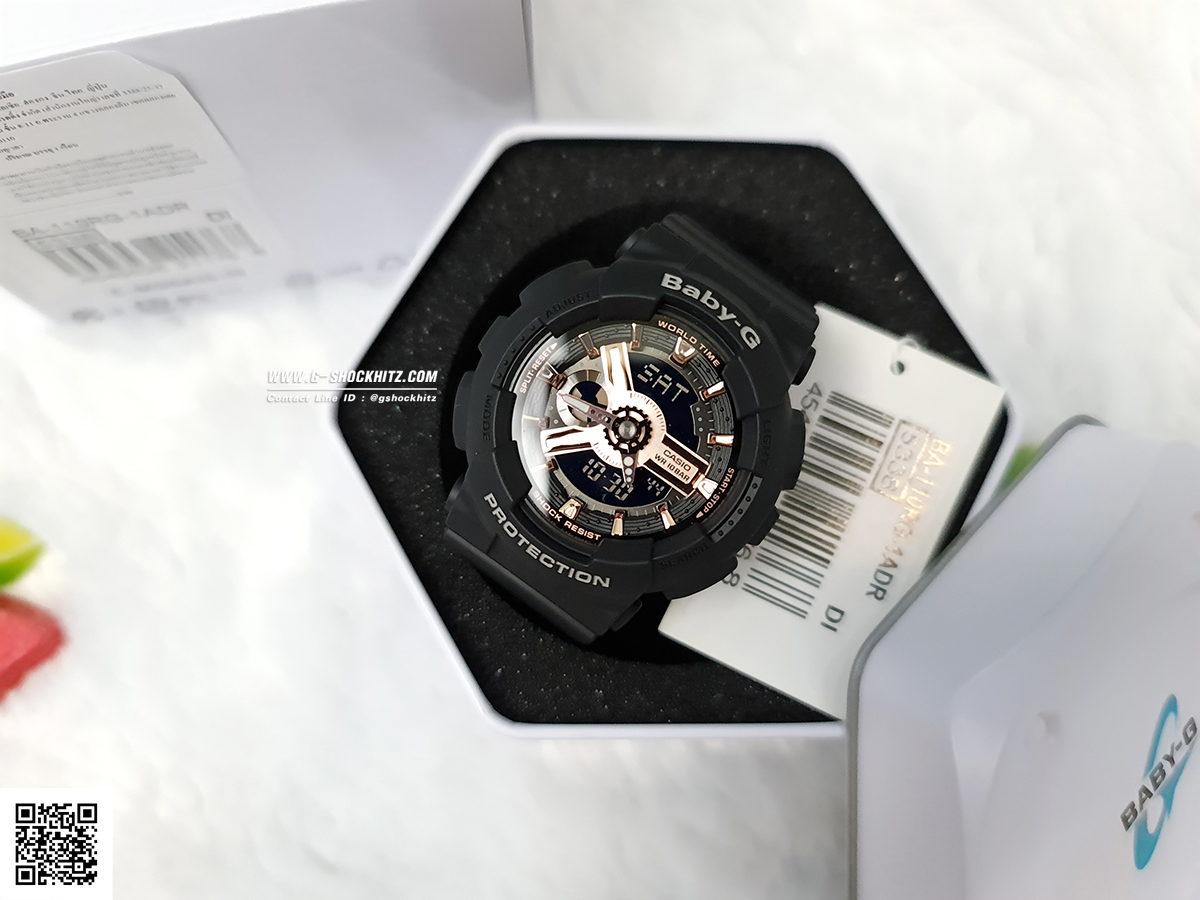 CASIO BABY-G นาฬิกาข้อมือ นาฬิกากันน้ำ นาฬิกาของแท้ ประกันศูนย์ CMG 1 ปี รุ่น BA-110RG-1A นาฬิกาสีดำ