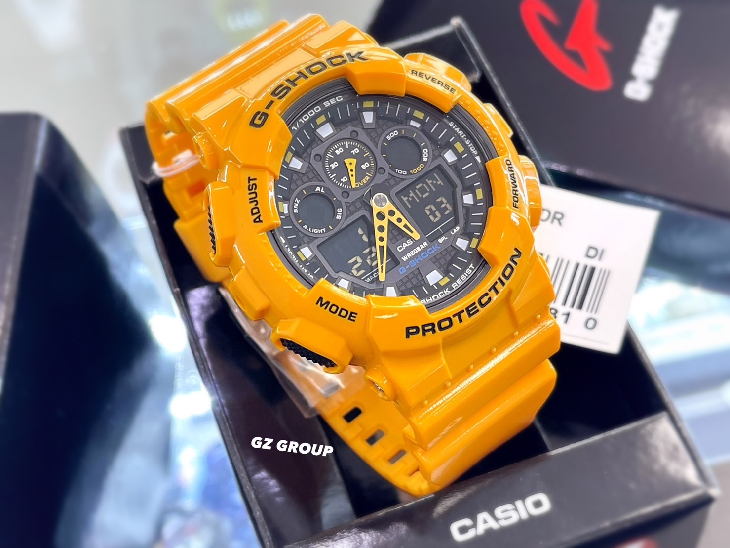 CASIO G-SHOCK นาฬิกาข้อมือ นาฬิกากันน้ำ นาฬิกาของแท้ ประกันศูนย์ CMG 1 ปี รุ่น GA-100A-9A นาฬิกาสีเหลือง