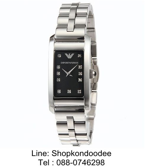 Emporio Armani Ladies AR3166 Watch Stainless Steel Bracelet Black Dial with Stone Setting