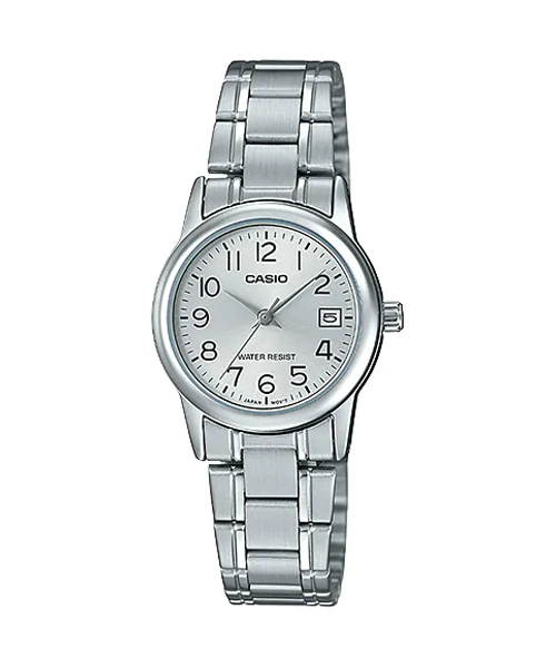 CASIO MID YEAR SALE นาฬิกาคาสิโอ พร้อมส่ง นาฬิกาข้อมือ นาฬิกากันน้ำ นาฬิกาของแท้ BTS ประกันศูนย์ CMG 1 ปี รุ่น LTP-V002D-7B นาฬิกาสีเงิน