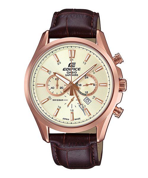 CASIO EDIFICE นาฬิกาข้อมือ นาฬิกากันน้ำ นาฬิกาของแท้ ประกันศูนย์ CMG 1 ปี รุ่น EFB-504JGL-7A นาฬิกาสีน้ำตาล