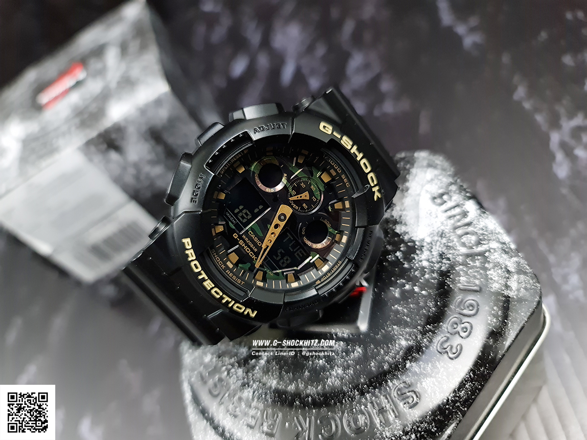 CASIO G-SHOCK นาฬิกาข้อมือ นาฬิกากันน้ำ นาฬิกาของแท้ ประกันศูนย์ CMG 1 ปี รุ่น GA-100CF-1A9 นาฬิกาสีดำ