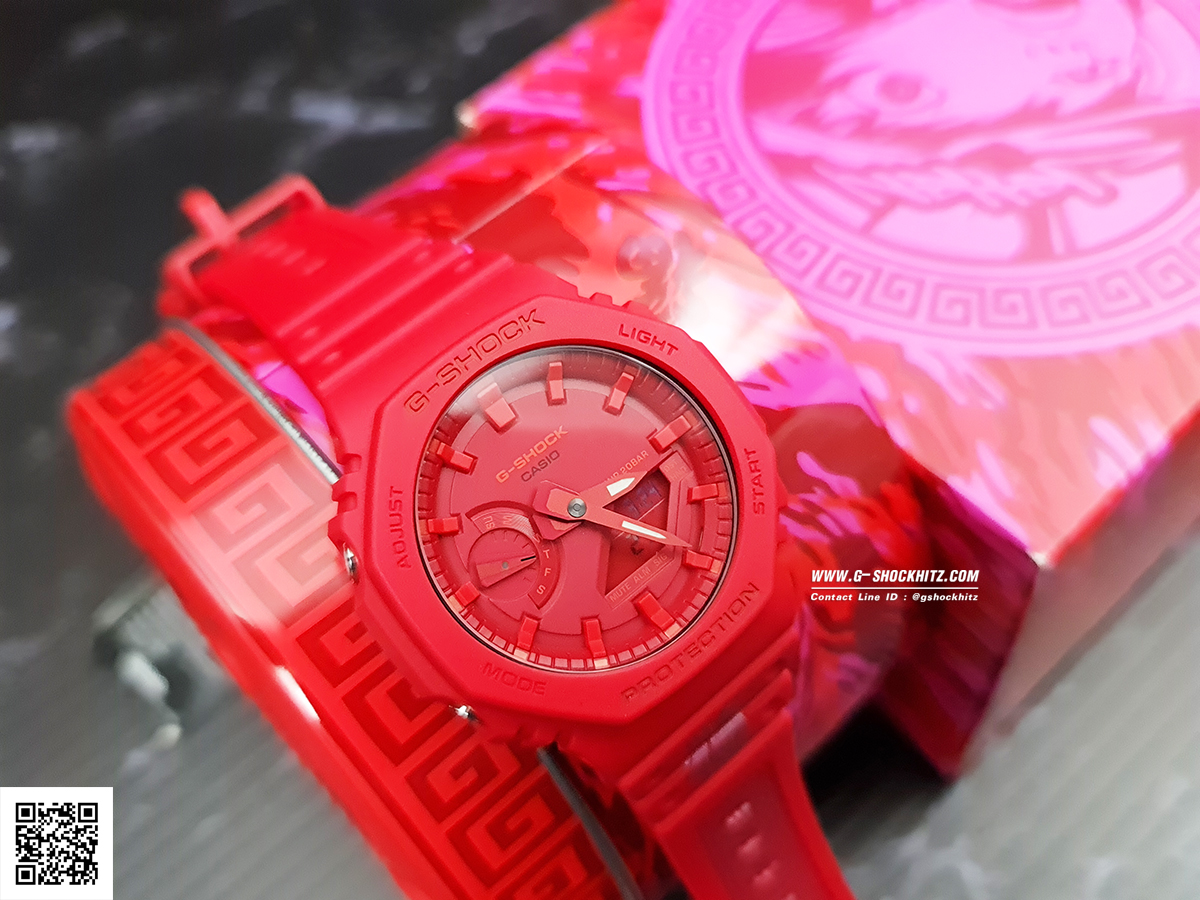 CASIO MID YEAR SALE G-SHOCK พร้อมส่ง นาฬิกาข้อมือ นาฬิกากันน้ำ นาฬิกาของแท้ ประกันศูนย์ CMG 1 ปี รุ่น GA-2100CNY-4 นาฬิกาสีแดง