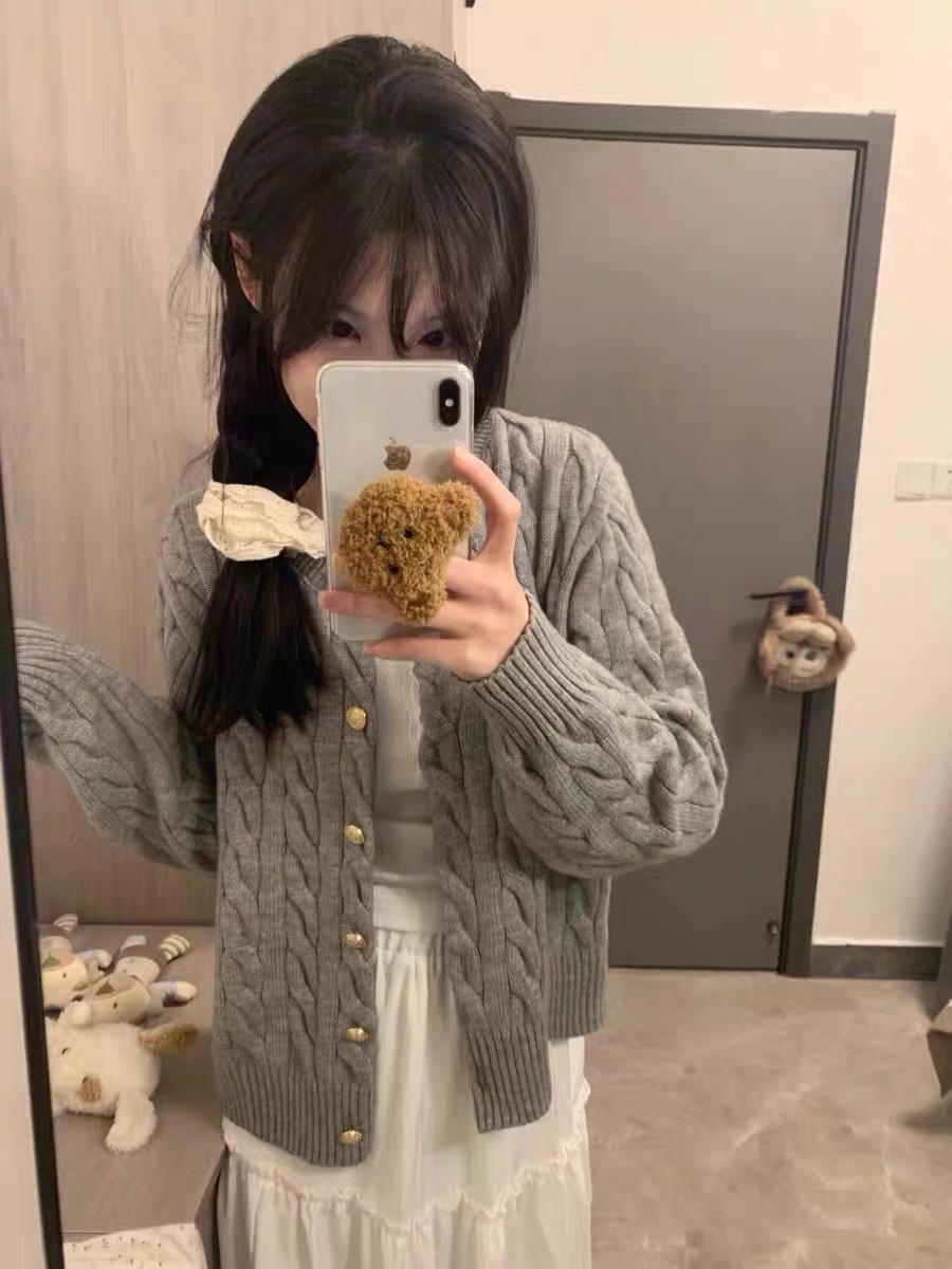 เสื้อหนาวไหมพรม ไหมพรมถัก ถักเปีย แนวเกาหลี เนื้อไหม นุ่ม สวย แบรนด์ สำเนา สำเนา