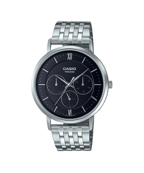 CASIO นาฬิกาคาสิโอ นาฬิกาข้อมือ นาฬิกากันน้ำ นาฬิกาของแท้ ประกันศูนย์ CMG 1 ปี รุ่น MTP-B300D-1A นาฬิกาสีเงิน