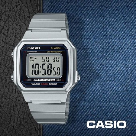 CASIO นาฬิกาคาสิโอ นาฬิกาข้อมือ นาฬิกากันน้ำ นาฬิกาของแท้ ประกันศูนย์ CMG 1 ปี รุ่น B650WD-1A นาฬิกาสีเงิน