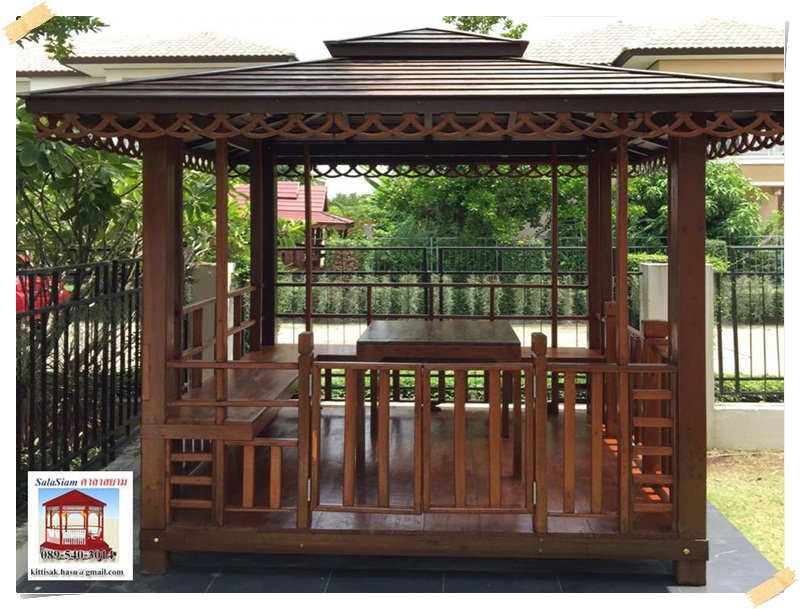 รหัสสินค้า : SL-013 : ศาลาทางบาหลี รั้วระแนง ขนาด 2 X 2 X 3 เมตร