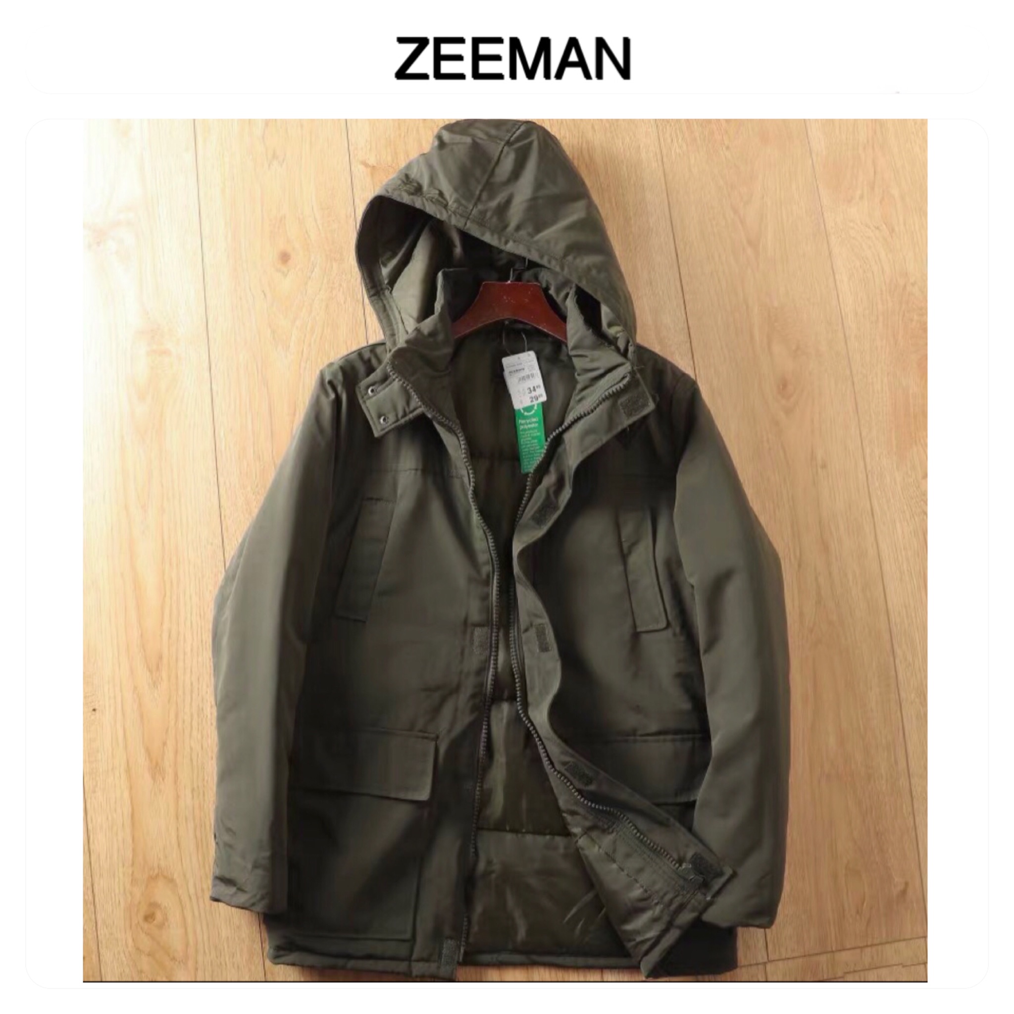 Zeeman เสื้อแนวทหาร เสื้อฮู้ดกันหนาว เสื้อนอกแนวทหาร แพทเทินสวย เท่ห์มาก แบรนด์Zeeman เขียว