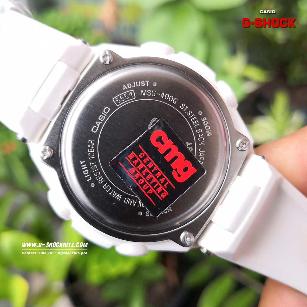 CASIO G-MS นาฬิกาข้อมือ นาฬิกากันน้ำ นาฬิกาของแท้ ประกันศูนย์ CMG 1 ปี รุ่น MSG-400G-7A นาฬิกาสีขาว