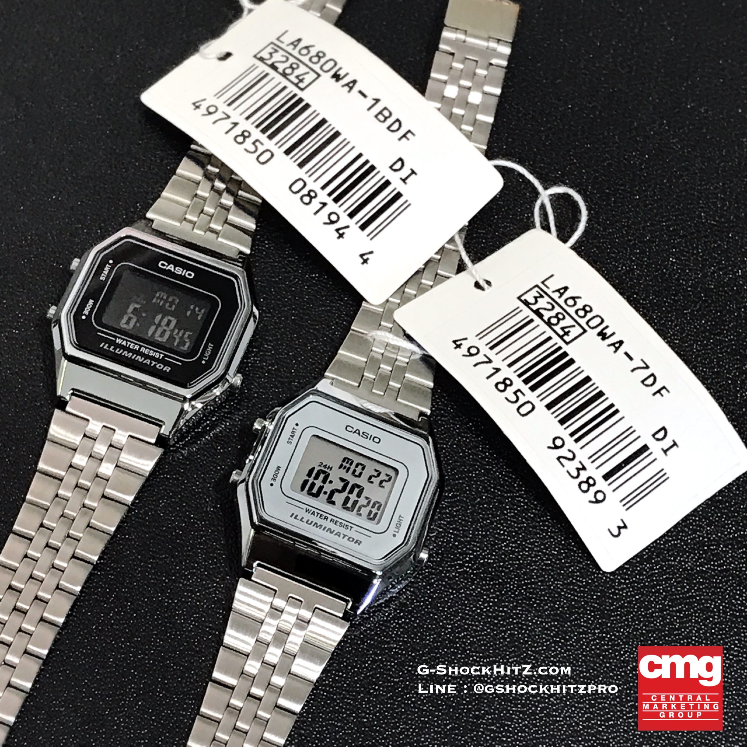 CASIO นาฬิกาคาสิโอ นาฬิกาข้อมือ นาฬิกากันน้ำ นาฬิกาของแท้ ประกันศูนย์ CMG 1 ปี รุ่น LA680WA-7 นาฬิกาสีเงิน