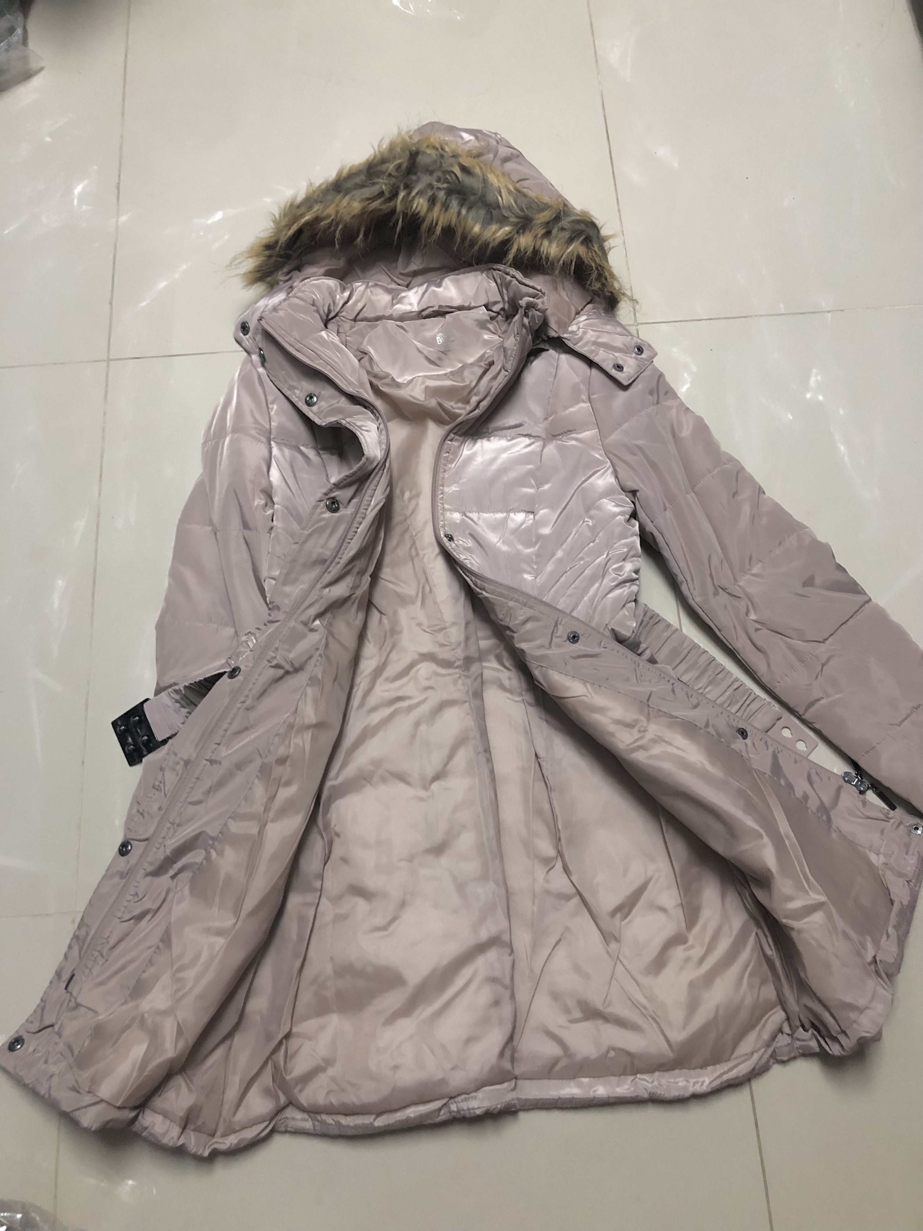 U.S. Polo ASSN. เสื้อกันหนาว เสื้อฮู้ดเฟอร์ บุนวมอุ่น สีนู้ดกะปิ แบรนด์ U.S. POLO ASSN. (padded puffer coat สำเนา กะปิ