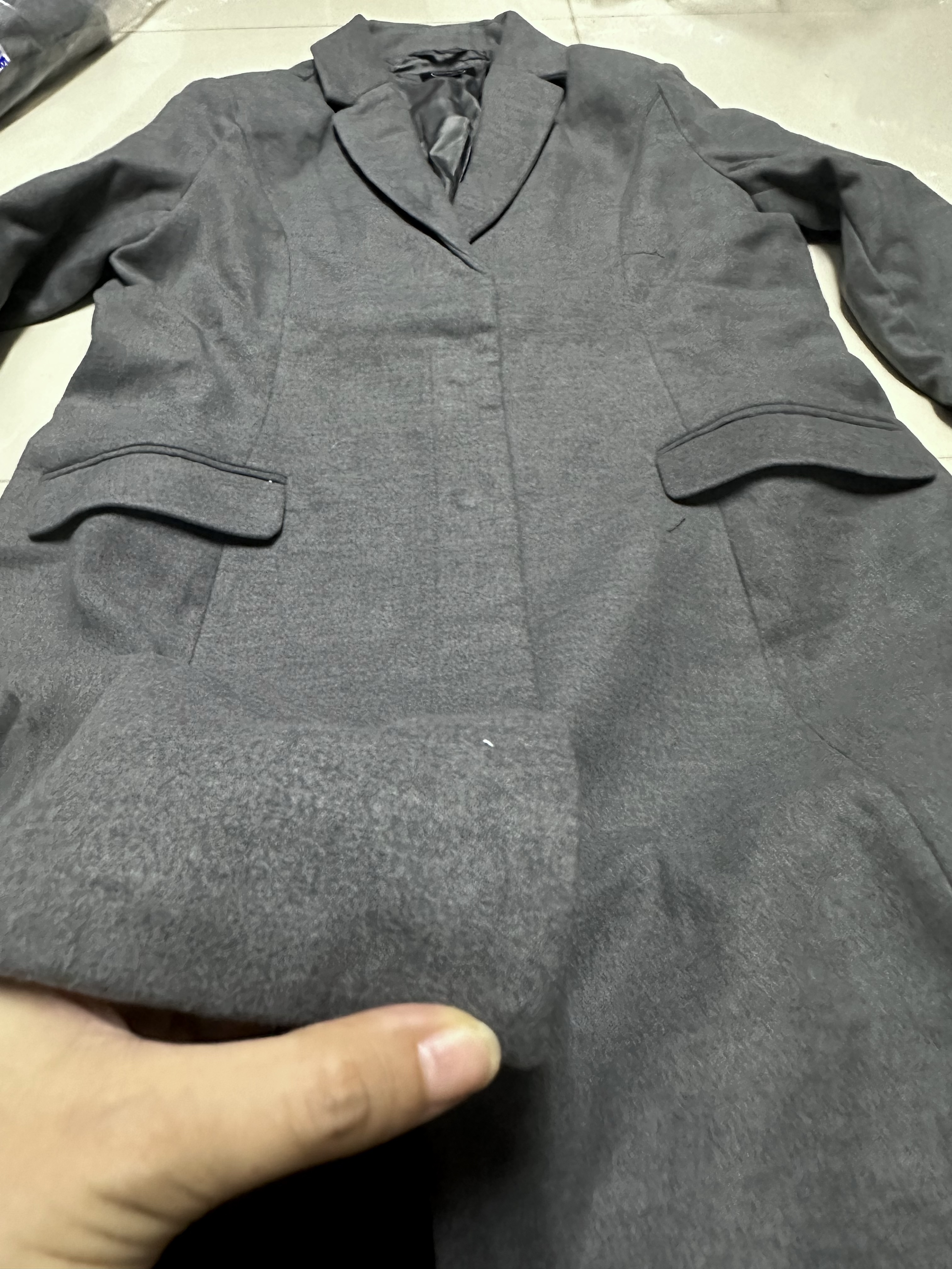 เสื้อโค้ท เสื้อกันหนาว เนื้อผ้าสักหลาดวูล สีเทา แบรนด์ PATRICIA