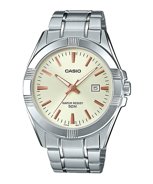CASIO นาฬิกาคาสิโอ นาฬิกาข้อมือ นาฬิกากันน้ำ นาฬิกาของแท้ ประกันศูนย์ CMG 1 ปี รุ่น MTP-1308D-9A นาฬิกาสีเงิน