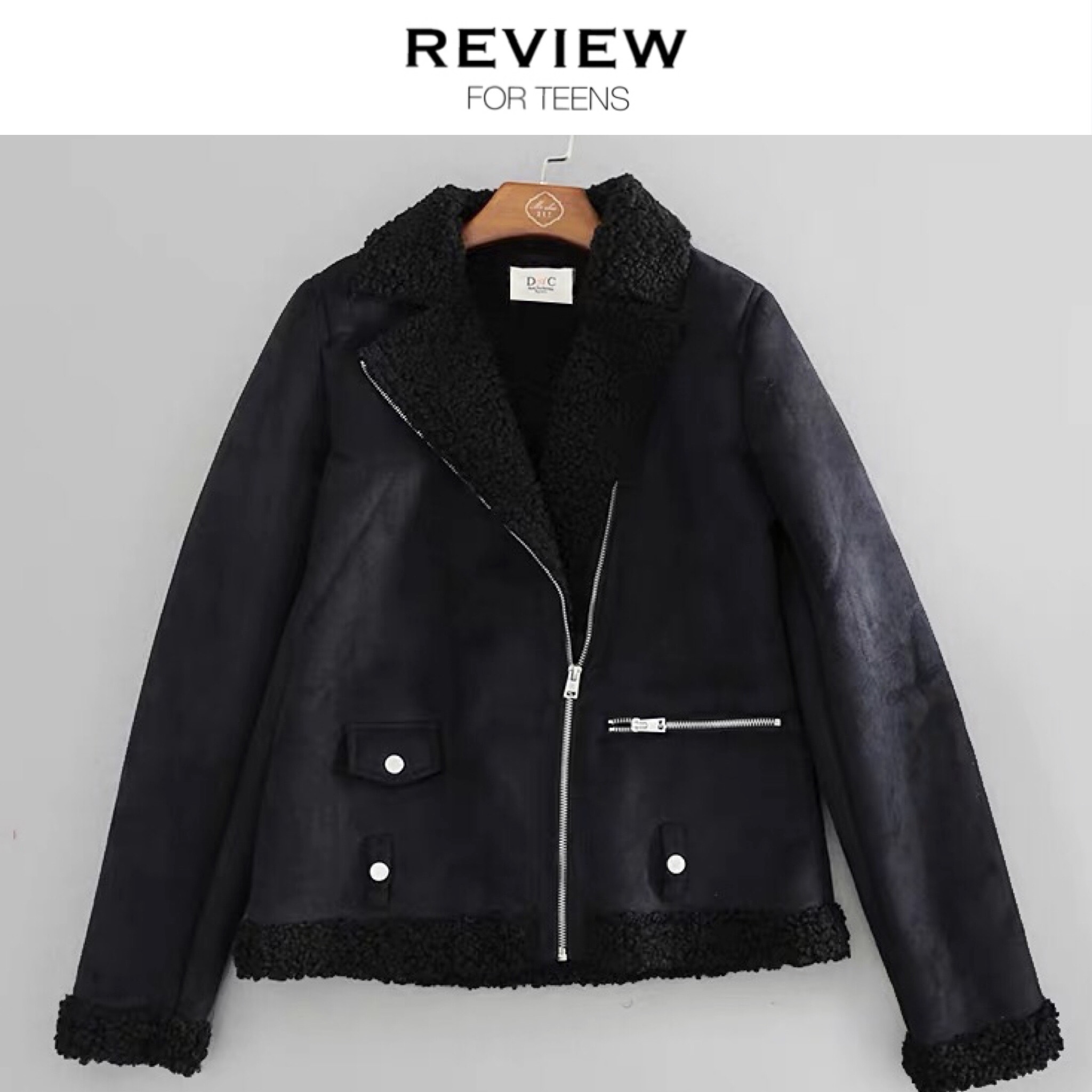 เสื้อโค้ท กันหนาว Pea coat หนังกลับ สีดำ REVIEW ดำ