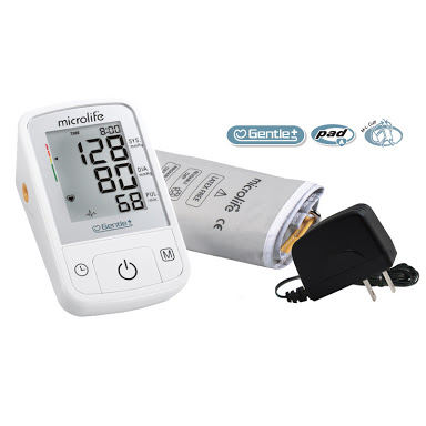 ขายดี เครื่องวัดความดันโลหิต สำหรับคนมีขนาดใหญ่แขน ยี่ห้อ ไมโครไลฟ์ / Microlife รุ่น BP A2 Basic (BP 3GQ1-3P) แสดงการเคลื่อนไหวขณะวัด สัญลักษณ์เตือนหัวใจผิดปกติ พร้อมสัญลักษณ์ค่าความดันสูง ไม่รัดแขนแรงขณะทำการ พร้อม Adapter + กระเป๋าเก็บเครื่องอย่างดี (รั