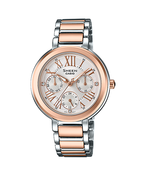 CASIO SHEEN นาฬิกาข้อมือ นาฬิกากันน้ำ นาฬิกาของแท้ ประกันศูนย์ CMG 1 ปี รุ่น SHE-3034SPG-7A นาฬิกาสีน้ำตาล