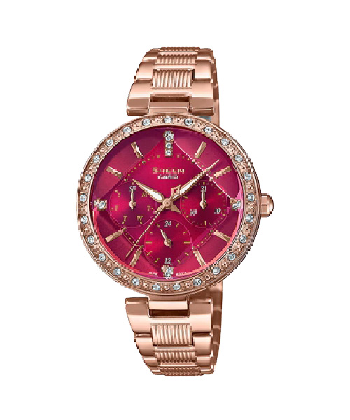 CASIO SHEEN นาฬิกาข้อมือ นาฬิกากันน้ำ นาฬิกาของแท้ ประกันศูนย์ CMG 1 ปี รุ่น SHE-3068PG-4B นาฬิกาสีน้ำตาล