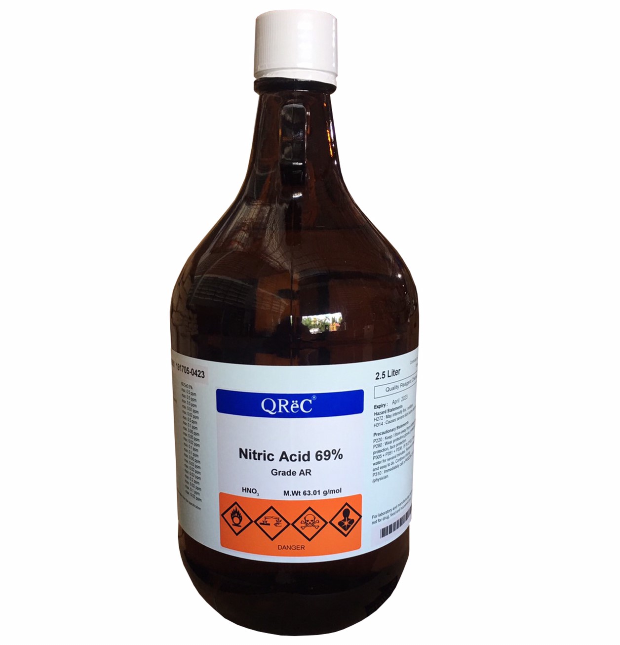 Nitric Acid 69%, AR(glass) 2.5 L. QReC™