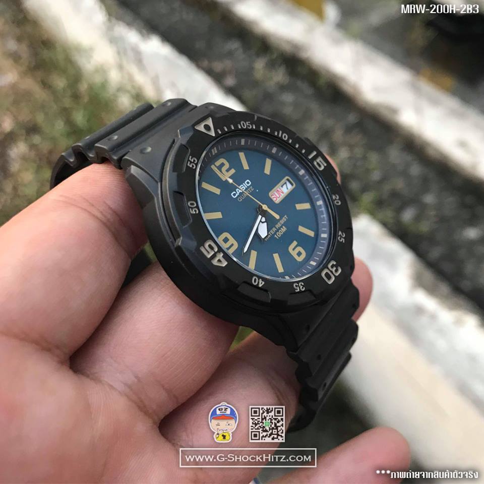 CASIO นาฬิกาคาสิโอ นาฬิกาข้อมือ นาฬิกากันน้ำ นาฬิกาของแท้ ประกันศูนย์ CMG 1 ปี รุ่น MRW-200H-2B3 นาฬิกาสีดำ