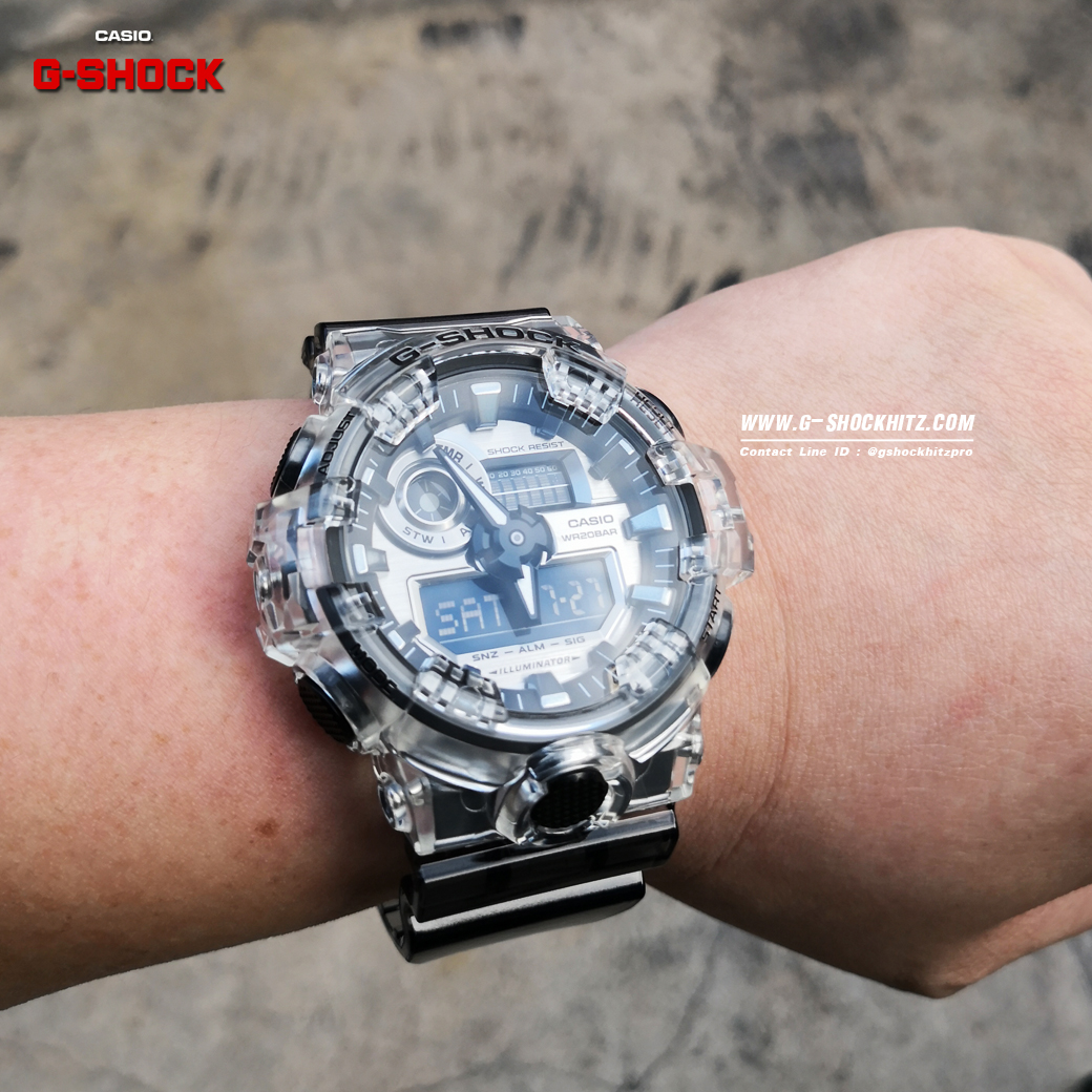 CASIO G-SHOCK นาฬิกาข้อมือ นาฬิกากันน้ำ นาฬิกาของแท้ ประกันศูนย์ CMG 1 ปี รุ่น GA-700SK-1A นาฬิกาสีใส