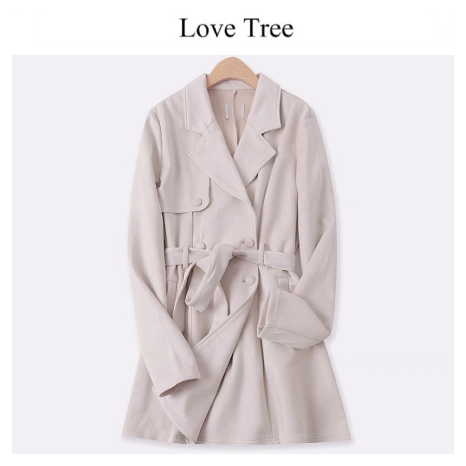 เสื้อโค้ท เสื้อคลุมหนังกลับ โค้ทหนังกลับ โค้ทวูล สีคาเมล แบรนด์ LOVE TREE
