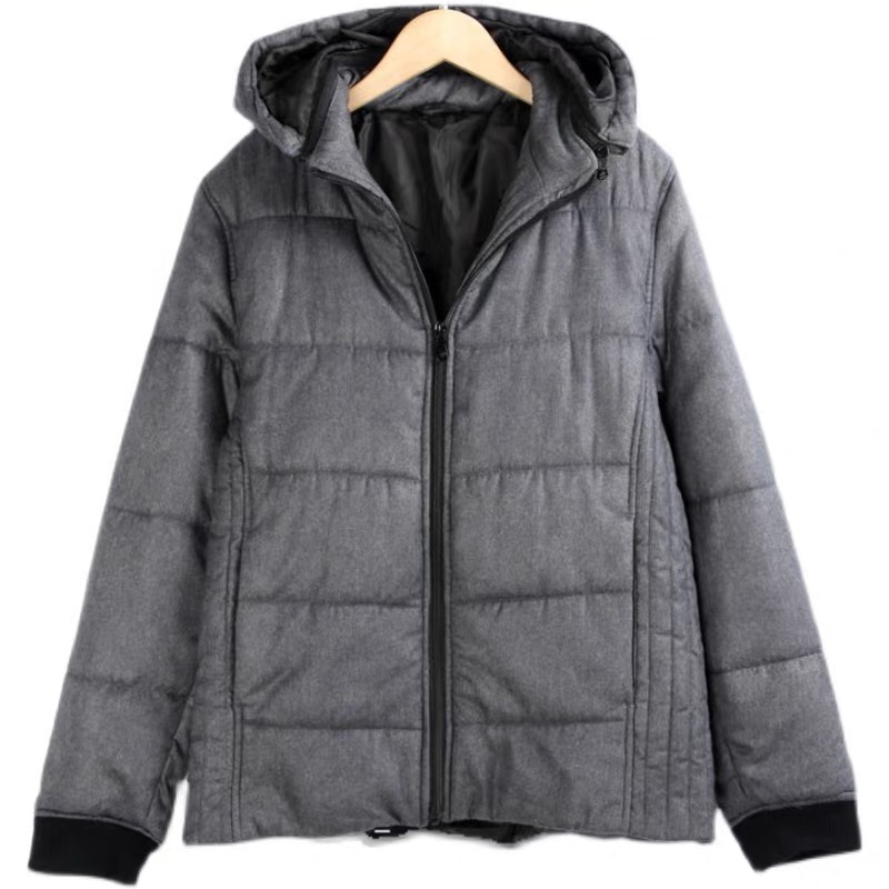 เสื้อกันหนาว ติดฮูท เสื้อบอมเบอร์ บุนวมอุ่น แบรนด์ญี่ปุ่น Lightweight Puffer Jacket สำเนา เทา