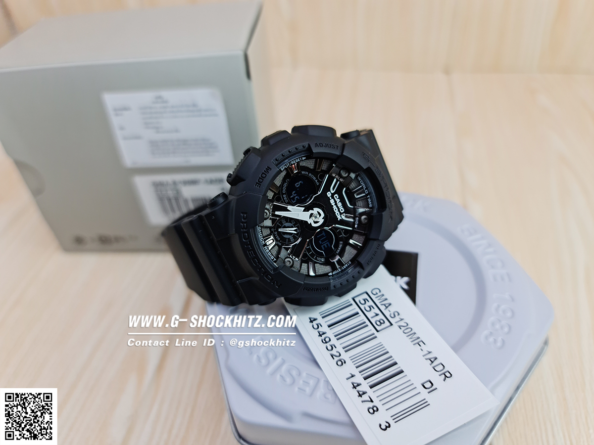 CASIO G-SHOCK นาฬิกาข้อมือ นาฬิกากันน้ำ นาฬิกาของแท้ ประกันศูนย์ CMG 1 ปี รุ่น GMA-S120MF-1A นาฬิกาสีดำ