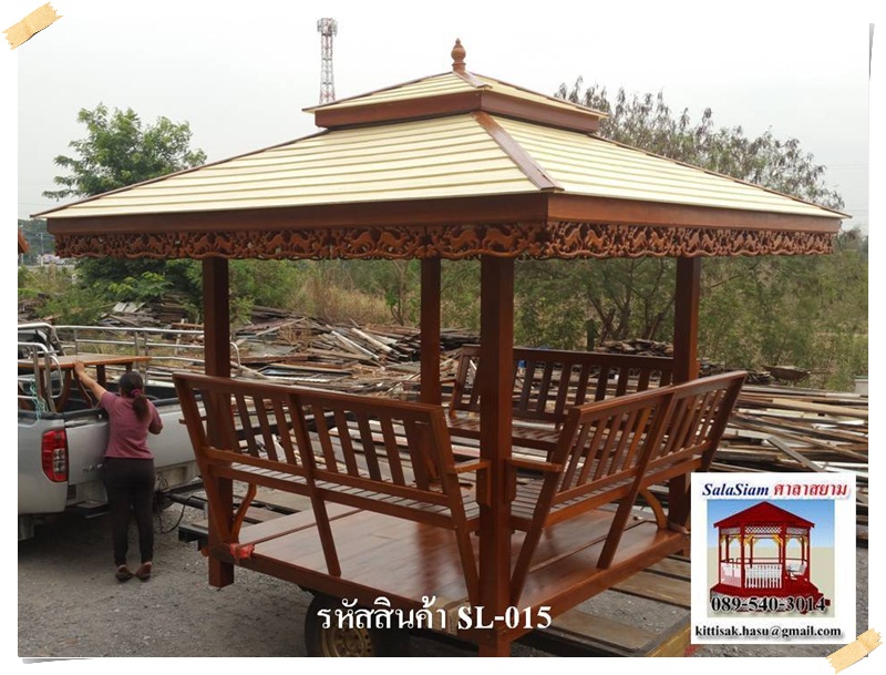 รหัสสินค้า : SL-015 : ศาลาทางบาหลี สีเสาเหลี่ยม ขนาด 2 X 2 X 3 เมตร